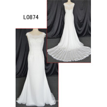 Chiffon Mix Lace Strap Wedding Dress Mermaid